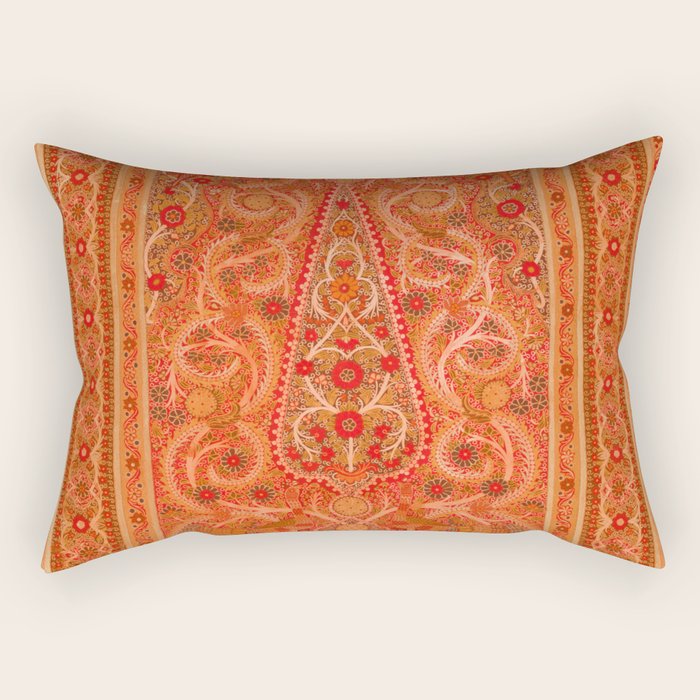 Vintage Iranian Rug Sunset Orange Rectangular Pillow Gallery Image 2