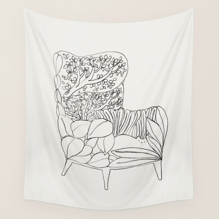 Cat and Plant 19 Wall Tapestry Gallery Image 4