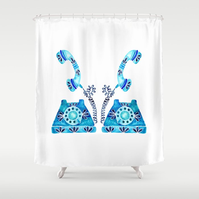 Vintage Rotary Phone - Blue Raspberry Shower Curtain Gallery Image 1