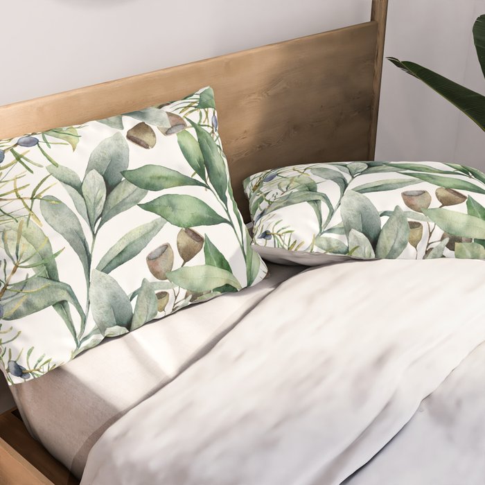 Cute Squirrel and Woodland, Watercolor Pillow Sham Gallery Image 2