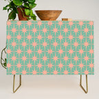 Retro Vintage Atomic Age 50s Star Pattern in Pink and Mint Teal Credenza Gallery Image 1