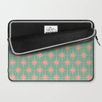 Retro Vintage Atomic Age 50s Star Pattern in Pink and Mint Teal Laptop Sleeve Gallery Image 2