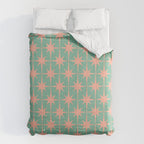 Retro Vintage Atomic Age 50s Star Pattern in Pink and Mint Teal Comforter Gallery Image 6