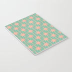 Retro Vintage Atomic Age 50s Star Pattern in Pink and Mint Teal Notebook Gallery Image 3