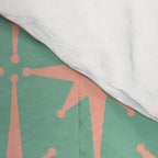 Retro Vintage Atomic Age 50s Star Pattern in Pink and Mint Teal Comforter Gallery Image 4