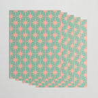 Retro Vintage Atomic Age 50s Star Pattern in Pink and Mint Teal Wrapping Paper Gallery Image 3