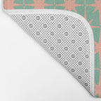 Retro Vintage Atomic Age 50s Star Pattern in Pink and Mint Teal Bath Mat Gallery Image 2