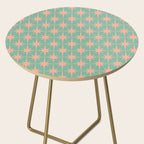 Retro Vintage Atomic Age 50s Star Pattern in Pink and Mint Teal Side Table Gallery Image 2