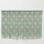 Retro Vintage Atomic Age 50s Star Pattern in Pink and Mint Teal Wall Hanging Gallery Image 1