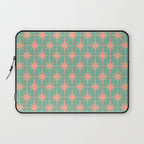 Retro Vintage Atomic Age 50s Star Pattern in Pink and Mint Teal Laptop Sleeve Gallery Image 1