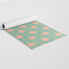 Retro Vintage Atomic Age 50s Star Pattern in Pink and Mint Teal Yoga Mat Gallery Image 2