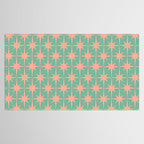 Retro Vintage Atomic Age 50s Star Pattern in Pink and Mint Teal Tablecloth Gallery Image 2