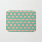 Retro Vintage Atomic Age 50s Star Pattern in Pink and Mint Teal Bath Mat Gallery Image 1