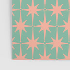 Retro Vintage Atomic Age 50s Star Pattern in Pink and Mint Teal Poster Gallery Image 3