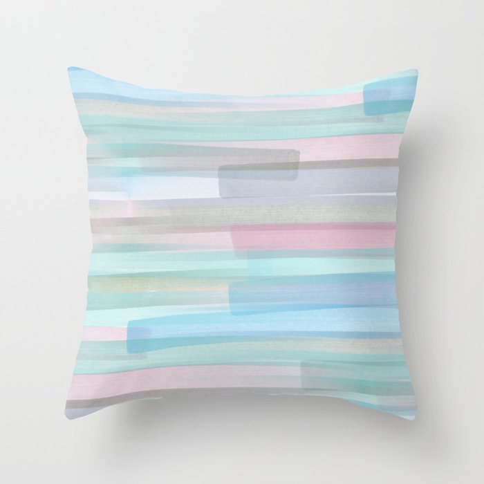 Abstract Watercolor Waves in Sky & Seafoam Throw Pillow Gallery Image 6