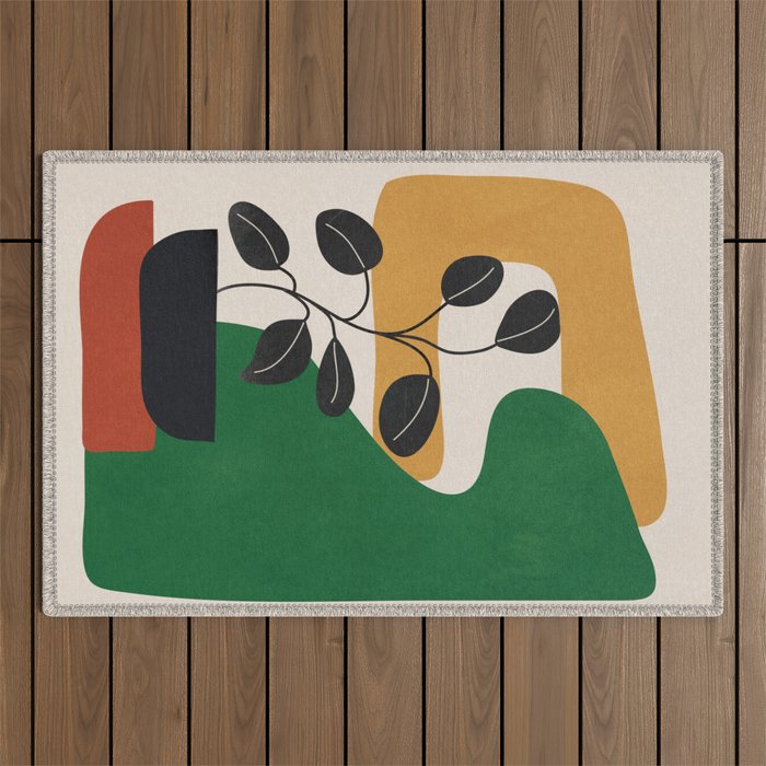 Modern Abstract Minimal Shapes Branches Art 4 Outdoor Rug Gallery Image 1