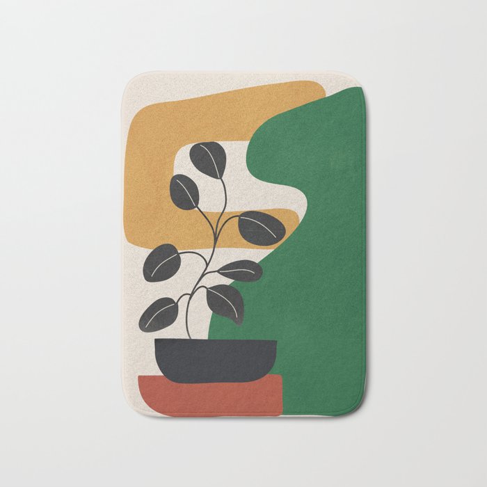 Modern Abstract Minimal Shapes Branches Art 4 Bath Mat Gallery Image 1