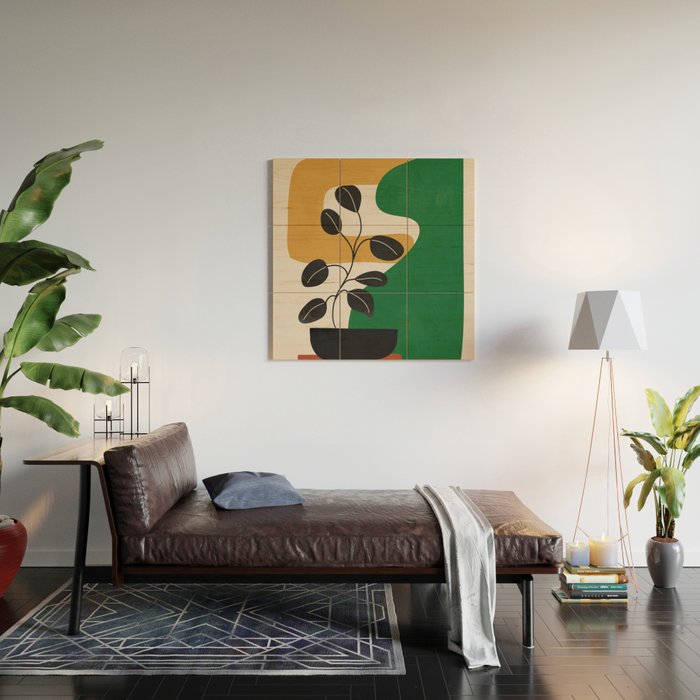 Modern Abstract Minimal Shapes Branches Art 4 Wood Wall Art Gallery Image 2
