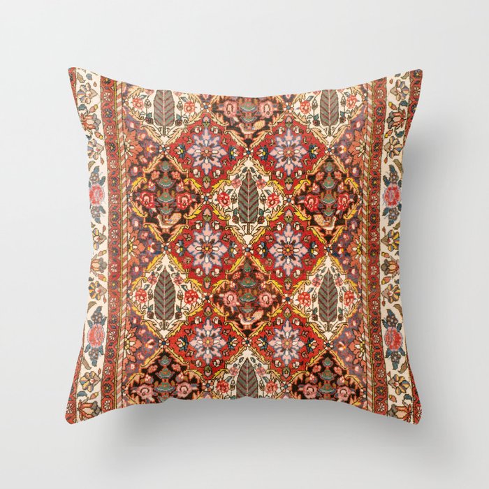 Bakhtiari Shalamzar Antique West Persian Rug Print Throw Pillow Gallery Image 1