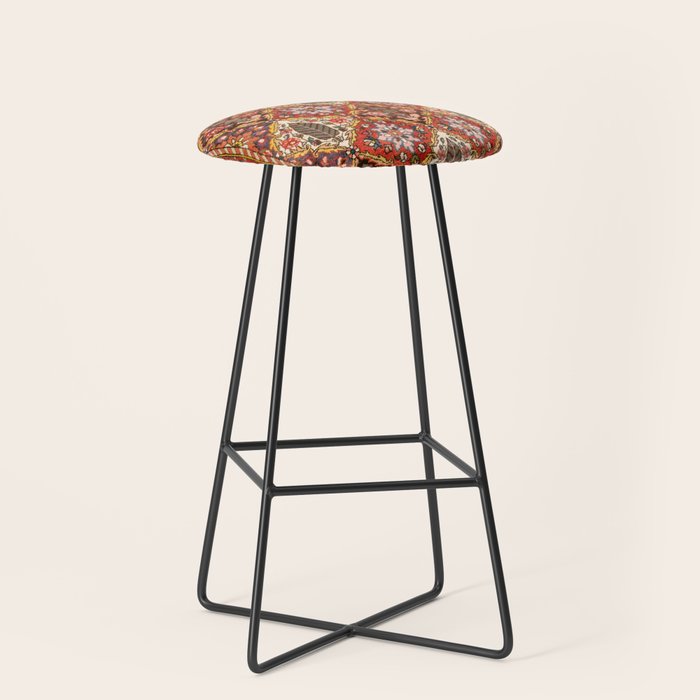 Bakhtiari Shalamzar Antique West Persian Rug Print Stool Gallery Image 1