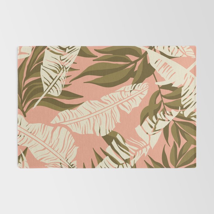 Jungle Leaf Coral Pink Rug Gallery Image 2