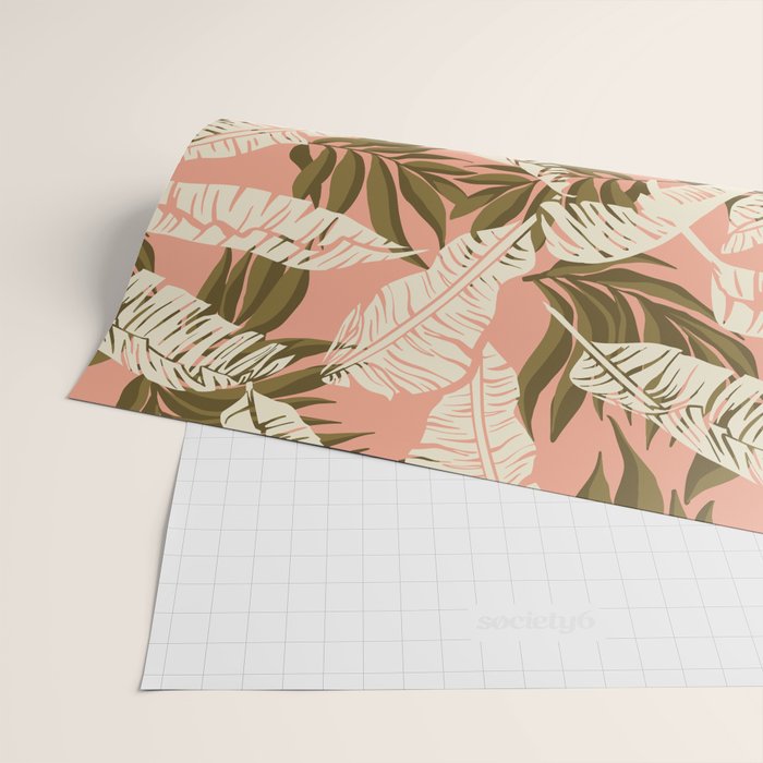 Jungle Leaf Coral Pink Wrapping Paper Gallery Image 2