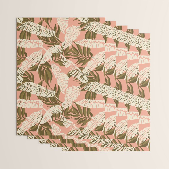 Jungle Leaf Coral Pink Wrapping Paper Gallery Image 3