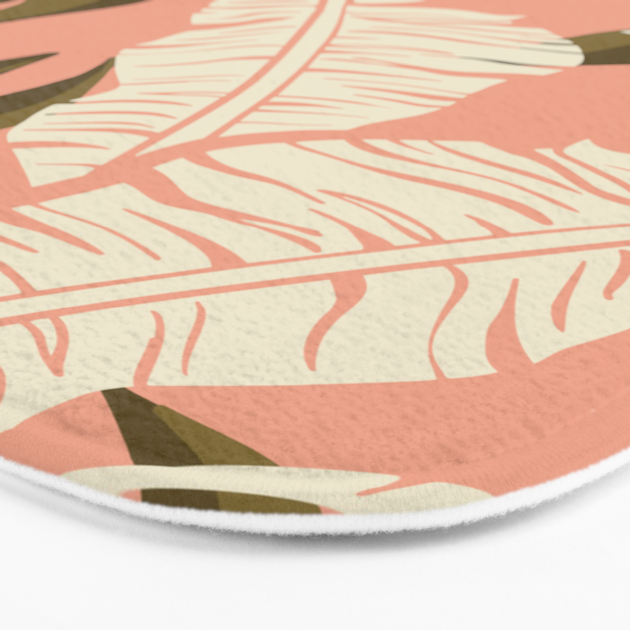 Jungle Leaf Coral Pink Bath Mat Gallery Image 3