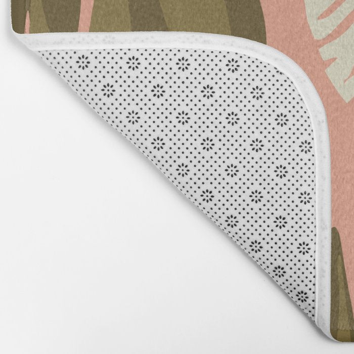 Jungle Leaf Coral Pink Bath Mat Gallery Image 2