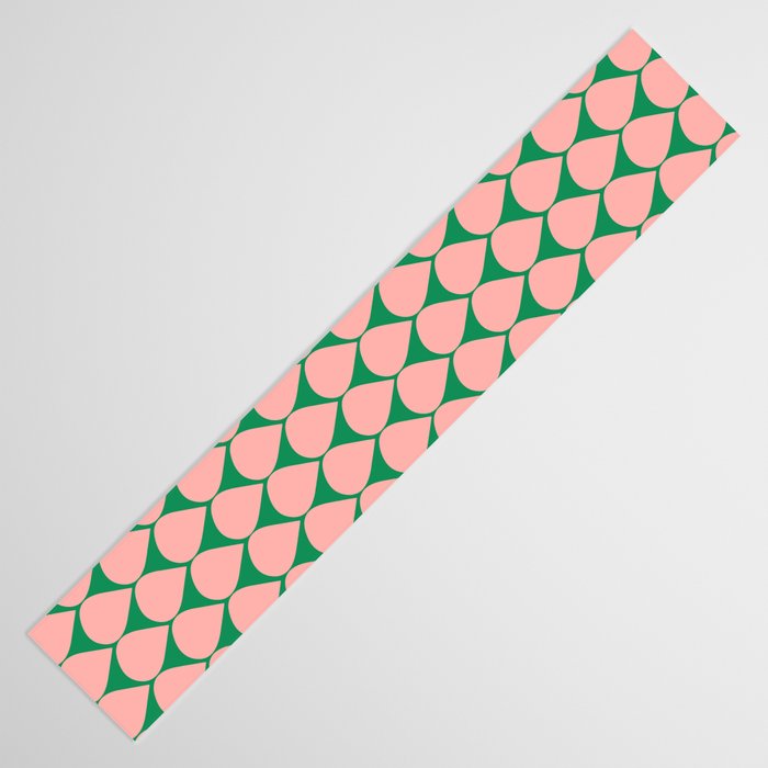 Mod Scales Geometric Pattern in Blush Pink and Green Table Runner Gallery Image 3