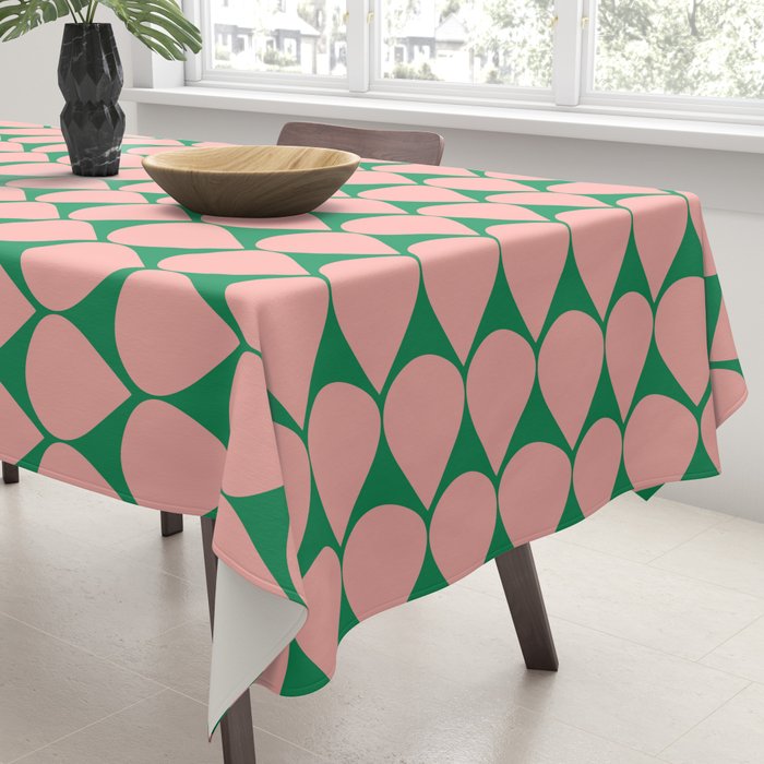 Mod Scales Geometric Pattern in Blush Pink and Green Tablecloth Gallery Image 3