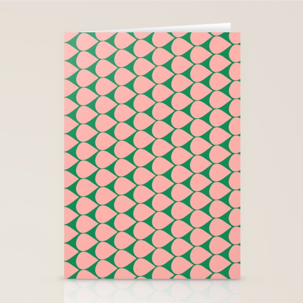 Mod Scales Geometric Pattern in Blush Pink and Green Stationery Card Gallery Image 2