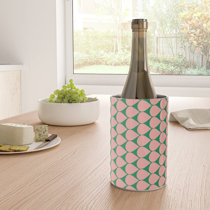 Mod Scales Geometric Pattern in Blush Pink and Green Wine Chiller Gallery Image 4