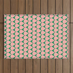 Mod Scales Geometric Pattern in Blush Pink and Green Outdoor Rug Gallery Image 1