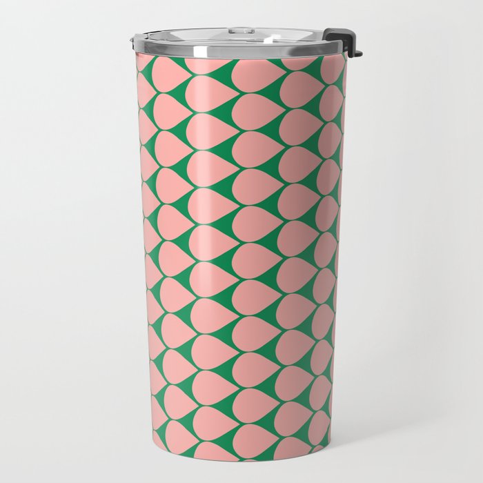 Mod Scales Geometric Pattern in Blush Pink and Green Travel Mug Gallery Image 2