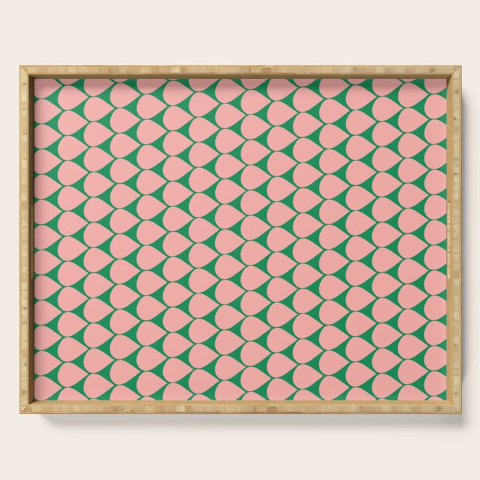 Mod Scales Geometric Pattern in Blush Pink and Green Serving Tray Gallery Image 1