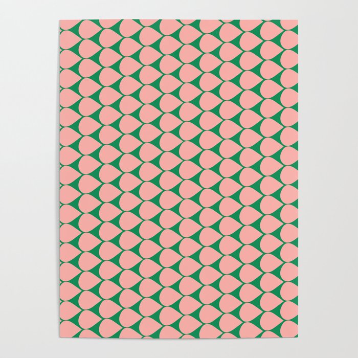 Mod Scales Geometric Pattern in Blush Pink and Green Poster Gallery Image 4