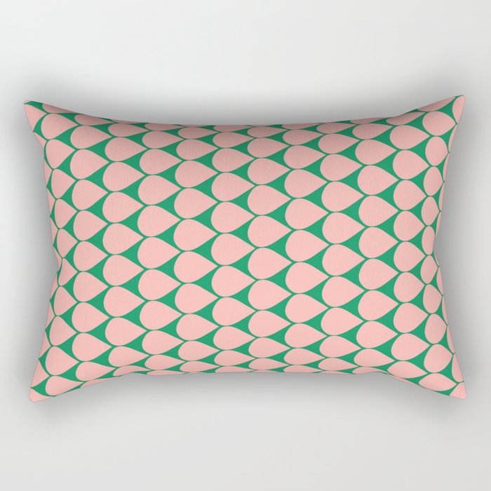 Mod Scales Geometric Pattern in Blush Pink and Green Rectangular Pillow Gallery Image 2