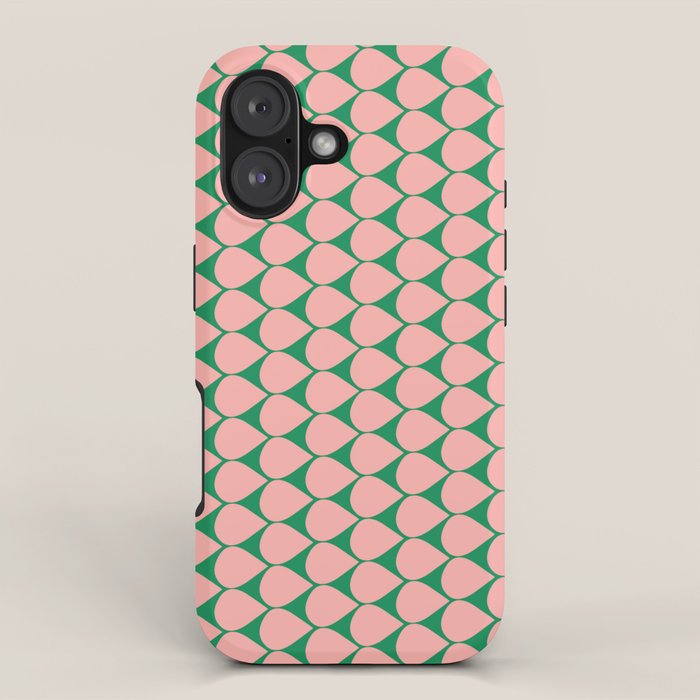 Mod Scales Geometric Pattern in Blush Pink and Green iPhone Case Gallery Image 1