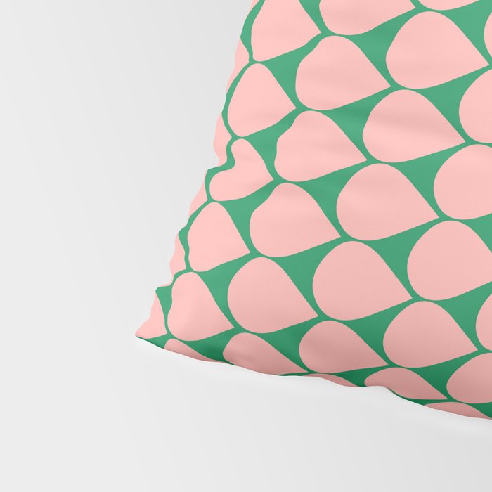 Mod Scales Geometric Pattern in Blush Pink and Green Pillow Sham Gallery Image 4