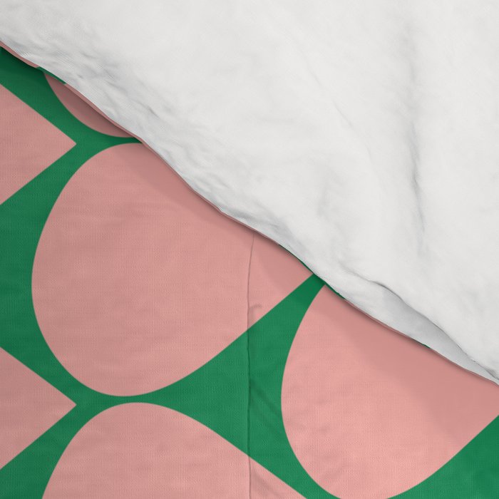 Mod Scales Geometric Pattern in Blush Pink and Green Comforter Gallery Image 4