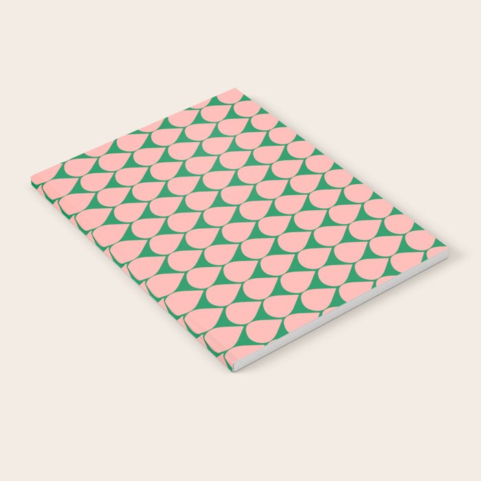Mod Scales Geometric Pattern in Blush Pink and Green Notebook Gallery Image 1