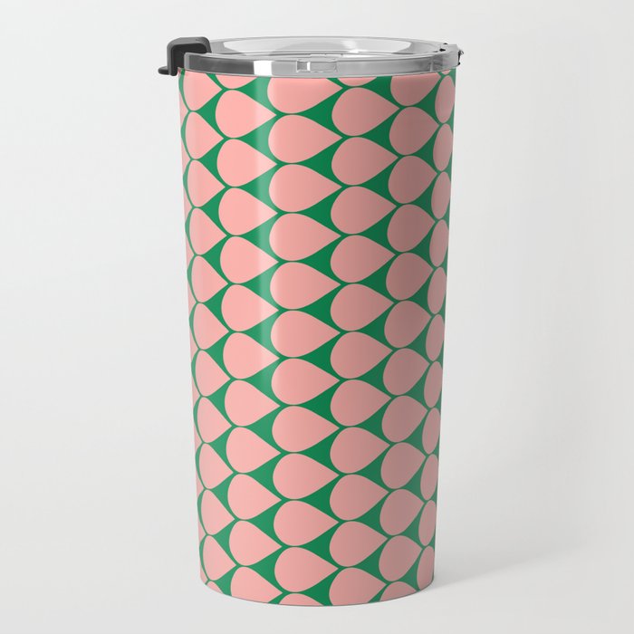 Mod Scales Geometric Pattern in Blush Pink and Green Travel Mug Gallery Image 3