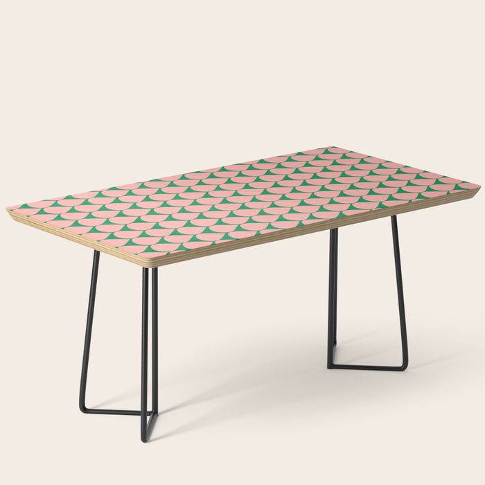 Mod Scales Geometric Pattern in Blush Pink and Green Coffee Table Gallery Image 1