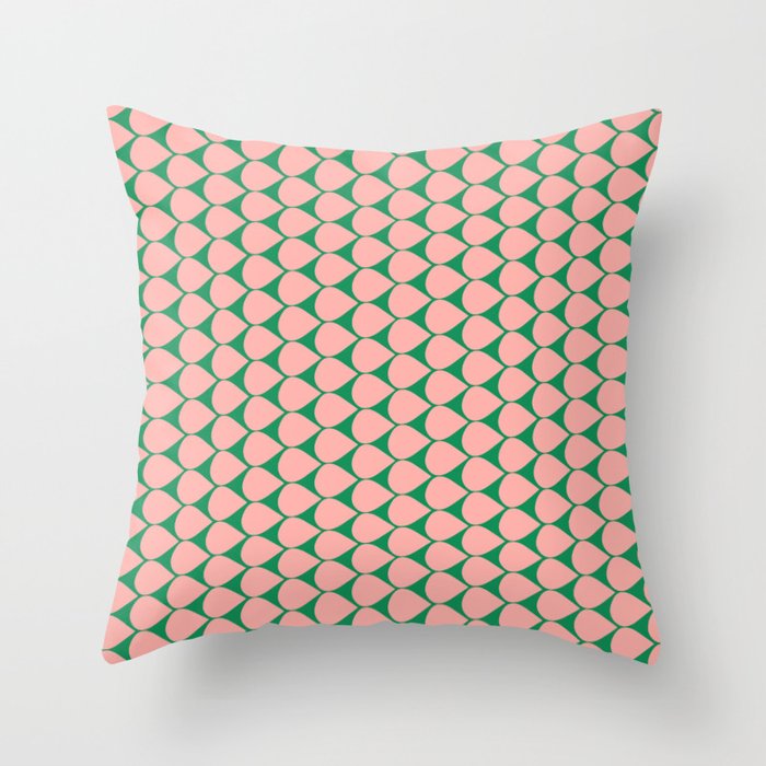 Mod Scales Geometric Pattern in Blush Pink and Green Throw Pillow Gallery Image 6
