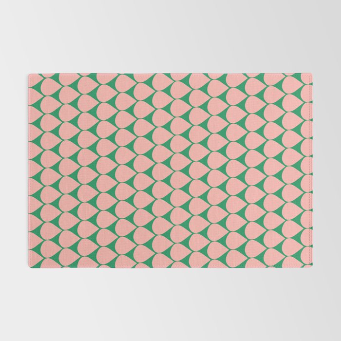 Mod Scales Geometric Pattern in Blush Pink and Green Rug Gallery Image 2