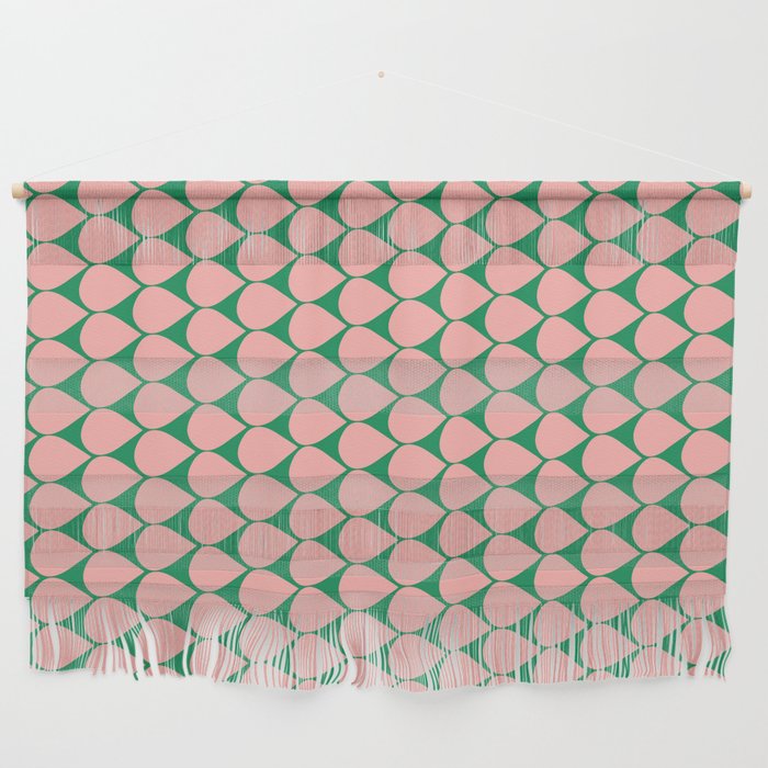 Mod Scales Geometric Pattern in Blush Pink and Green Wall Hanging Gallery Image 1