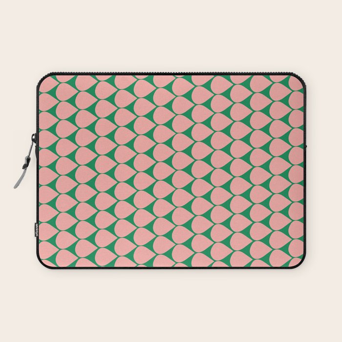 Mod Scales Geometric Pattern in Blush Pink and Green Laptop Sleeve Gallery Image 1