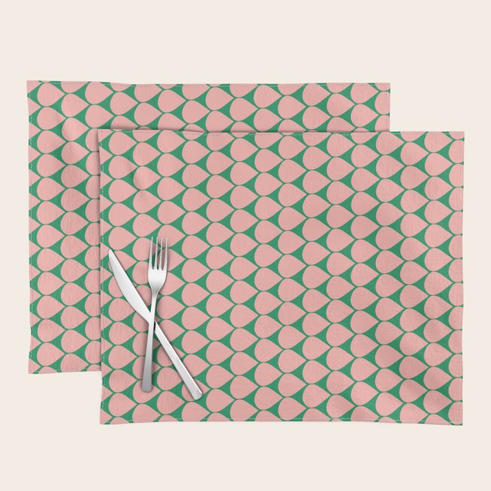 Mod Scales Geometric Pattern in Blush Pink and Green Placemat Gallery Image 1