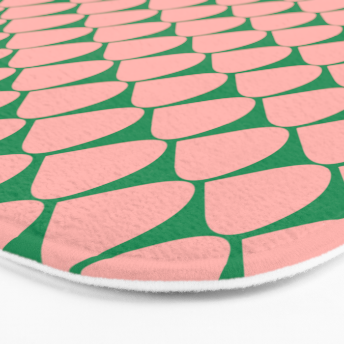 Mod Scales Geometric Pattern in Blush Pink and Green Bath Mat Gallery Image 3
